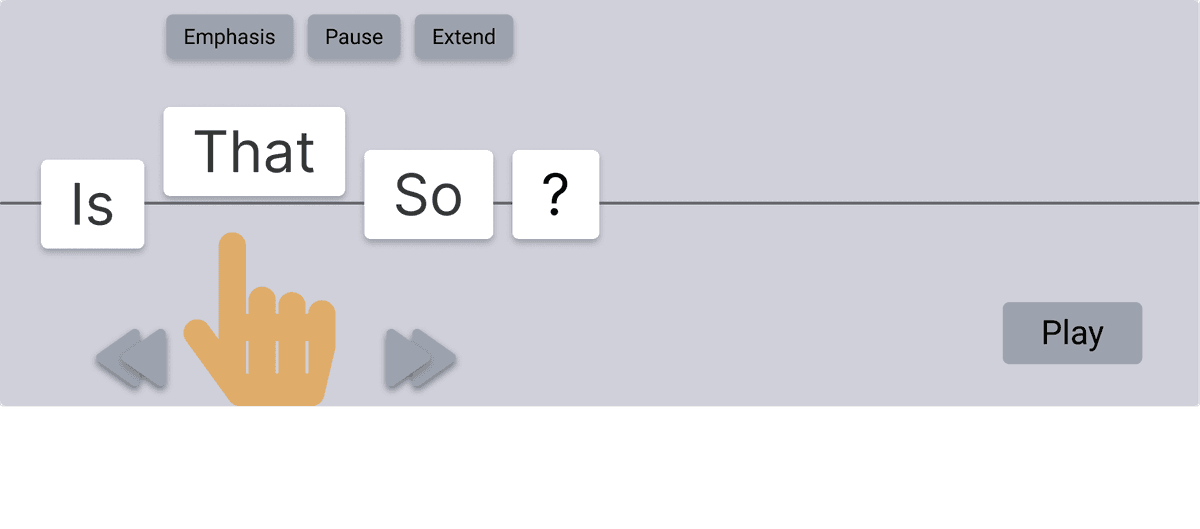 Interface showing word being dragged vertically to adjust pitch