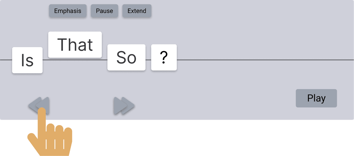 Interface showing speed control slider for speech delivery