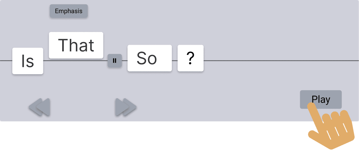 Interface showing all visual indicators for speech effects applied