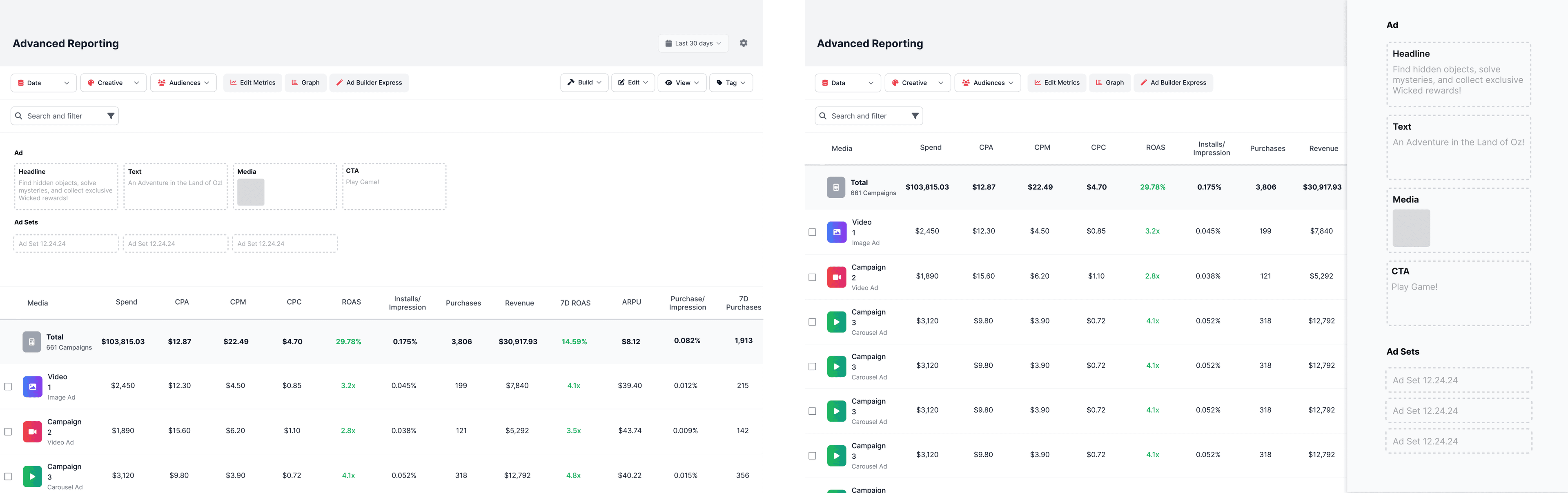 Exploration showing where campaign elements can be held