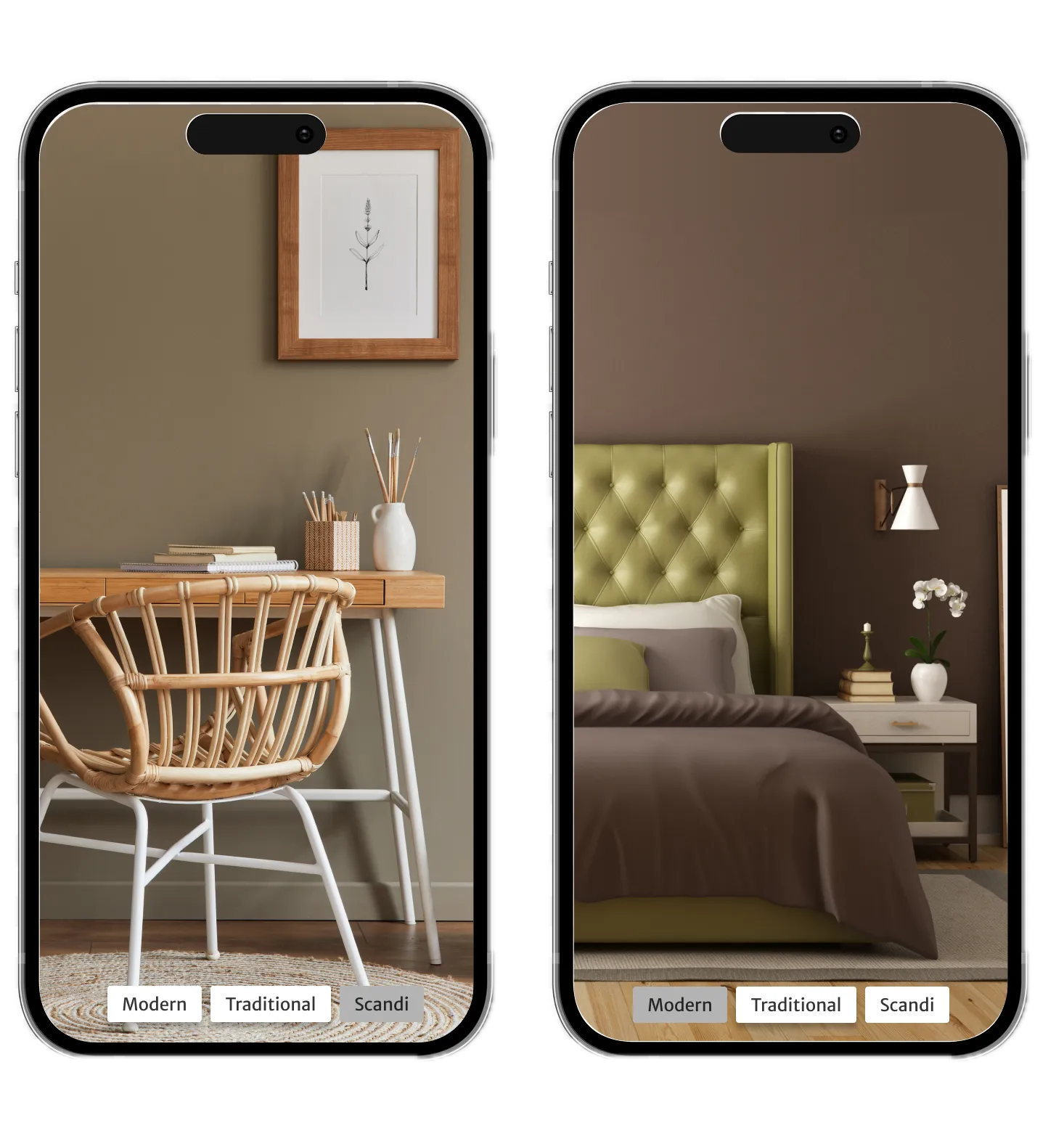 Minimal user interface showing style toggle in AR environment